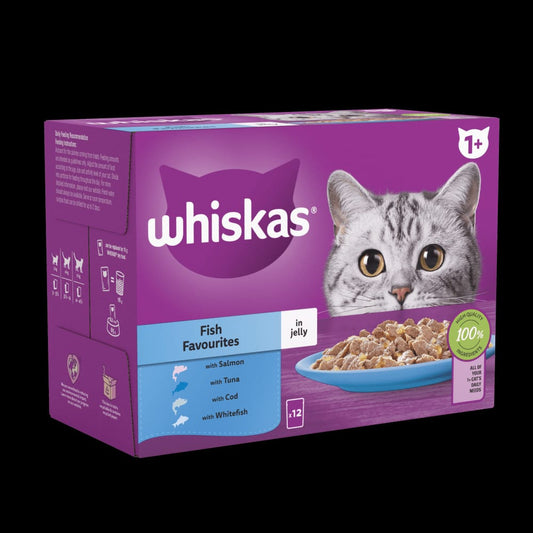 Whiskas Jelly 1+ Fish Favorites 12pcs Box 85g